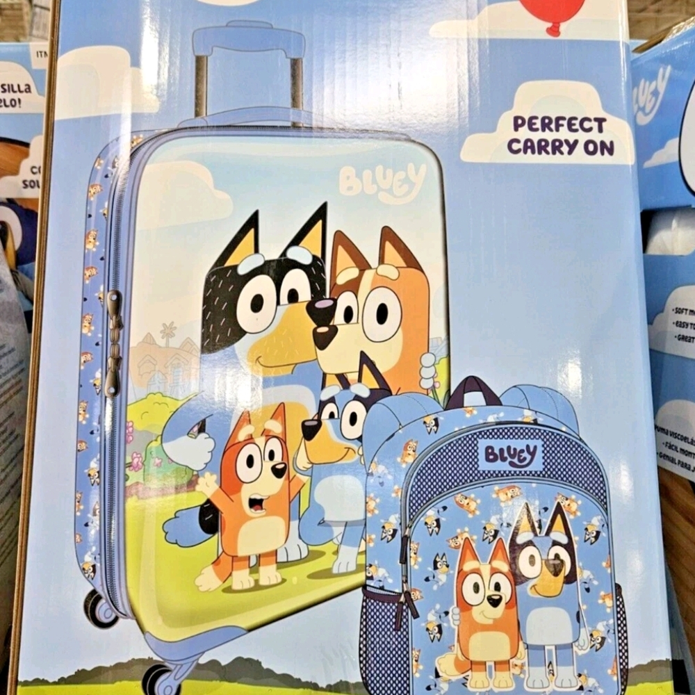 Bluey Kids Carry-On Luggage and Backpack Set